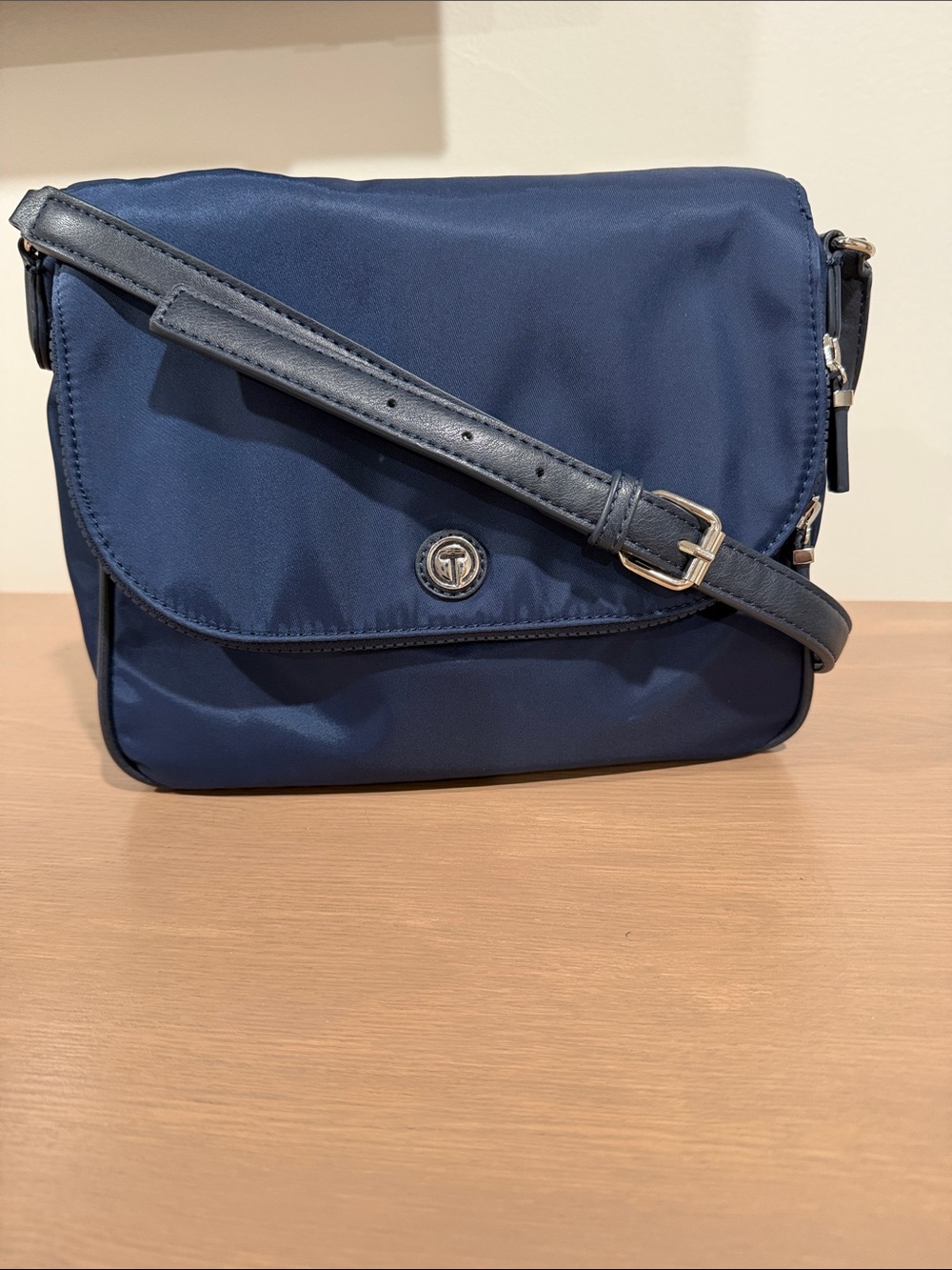 Talbots Navy Nylon Flap-Over Crossbody Bag